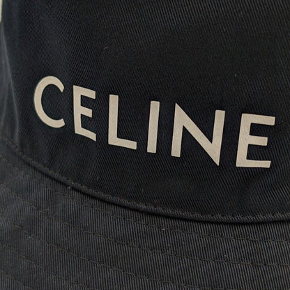 Celine Bucket Hat Cotton Logo Black Hat — view 3