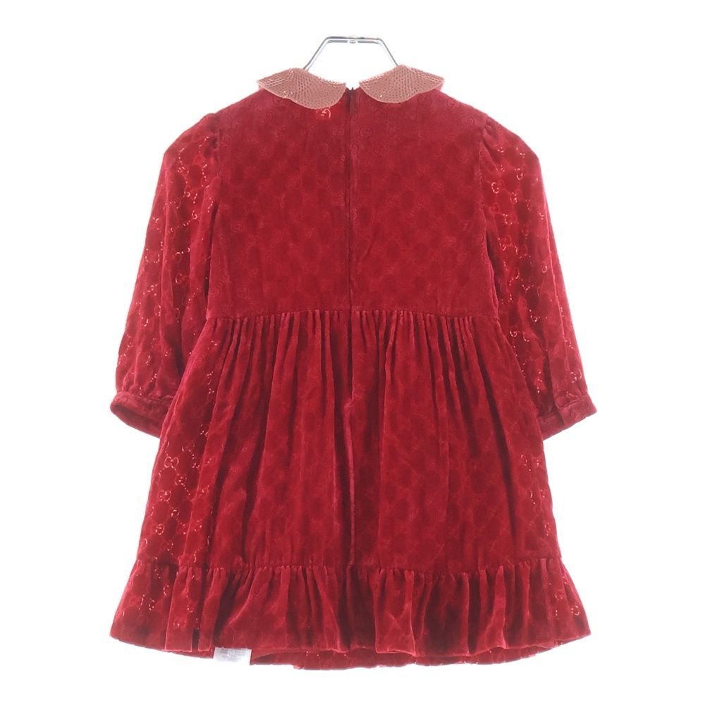 Gucci GG All Over Collar Sequin Silk Dress Red Kids — view 2