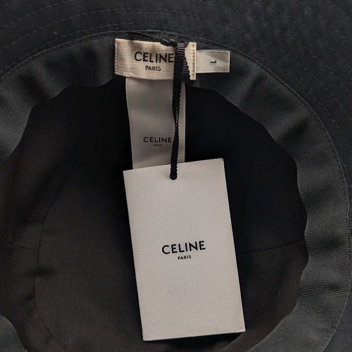 Celine Bucket Hat Cotton Logo Black Hat — view 7