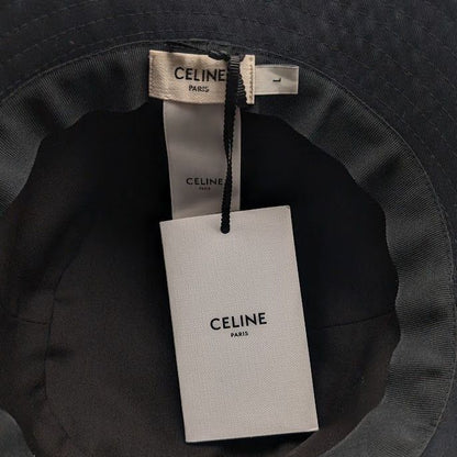Celine Bucket Hat Cotton Logo Black Hat — view 7