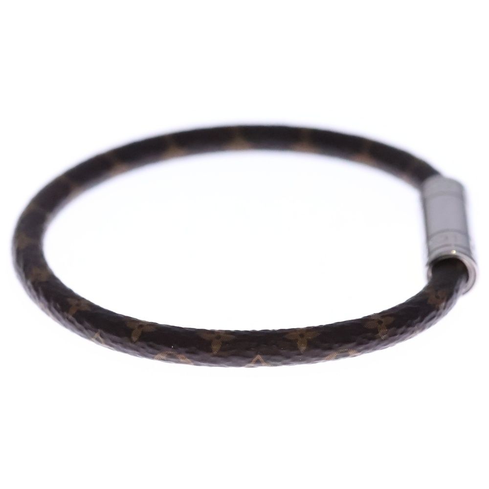 Louis Vuitton Monogram Leather Bracelet Silver Brown — view 3