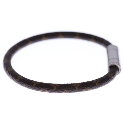 Louis Vuitton Monogram Leather Bracelet Silver Brown — view 3