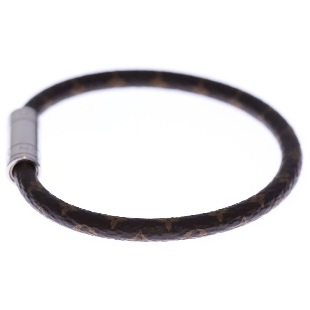 Louis Vuitton Monogram Leather Bracelet Silver Brown — view 4