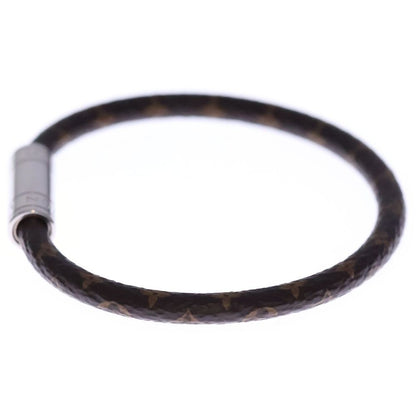 Louis Vuitton Monogram Leather Bracelet Silver Brown — view 4