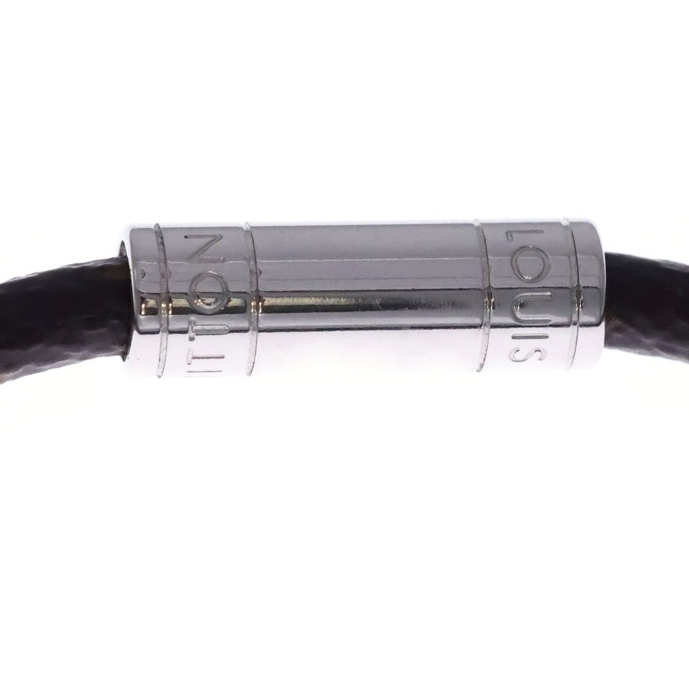 Louis Vuitton Monogram Leather Bracelet Silver Brown — view 5