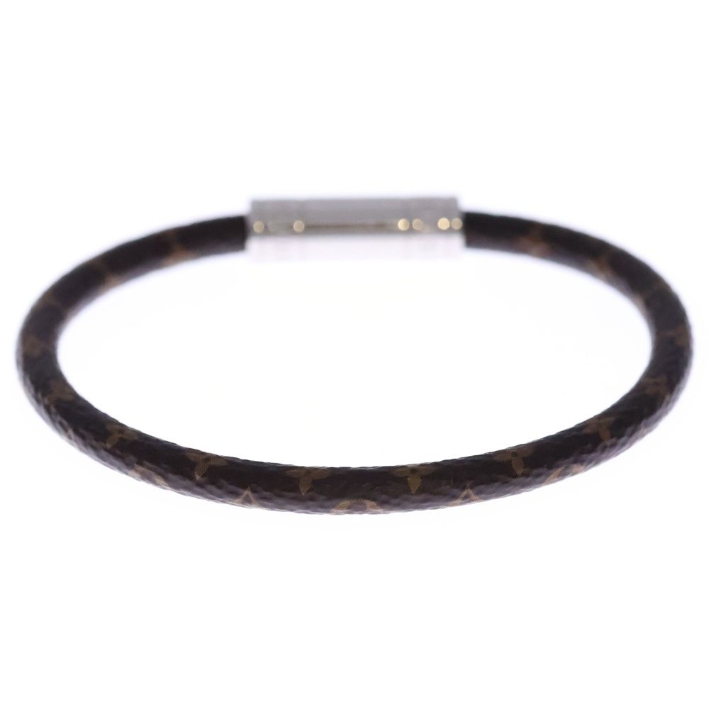 Louis Vuitton Monogram Leather Bracelet Silver Brown — view 2
