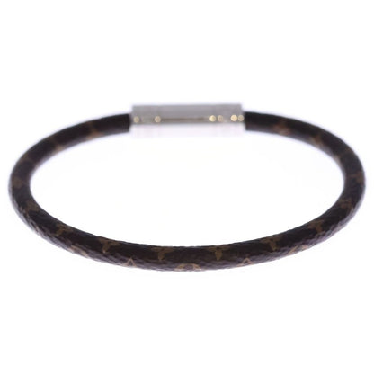 Louis Vuitton Monogram Leather Bracelet Silver Brown — view 2