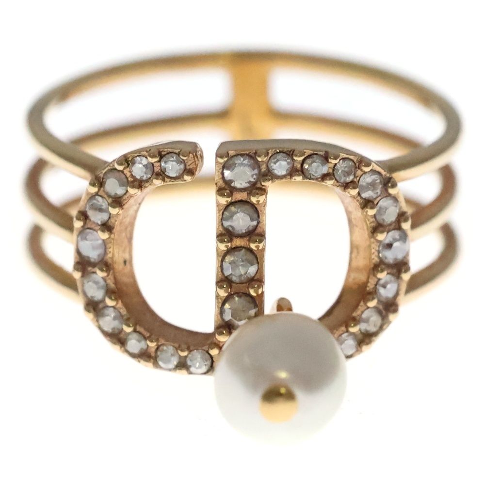 Dior Line Stone Pearl Ring Gold — view 4