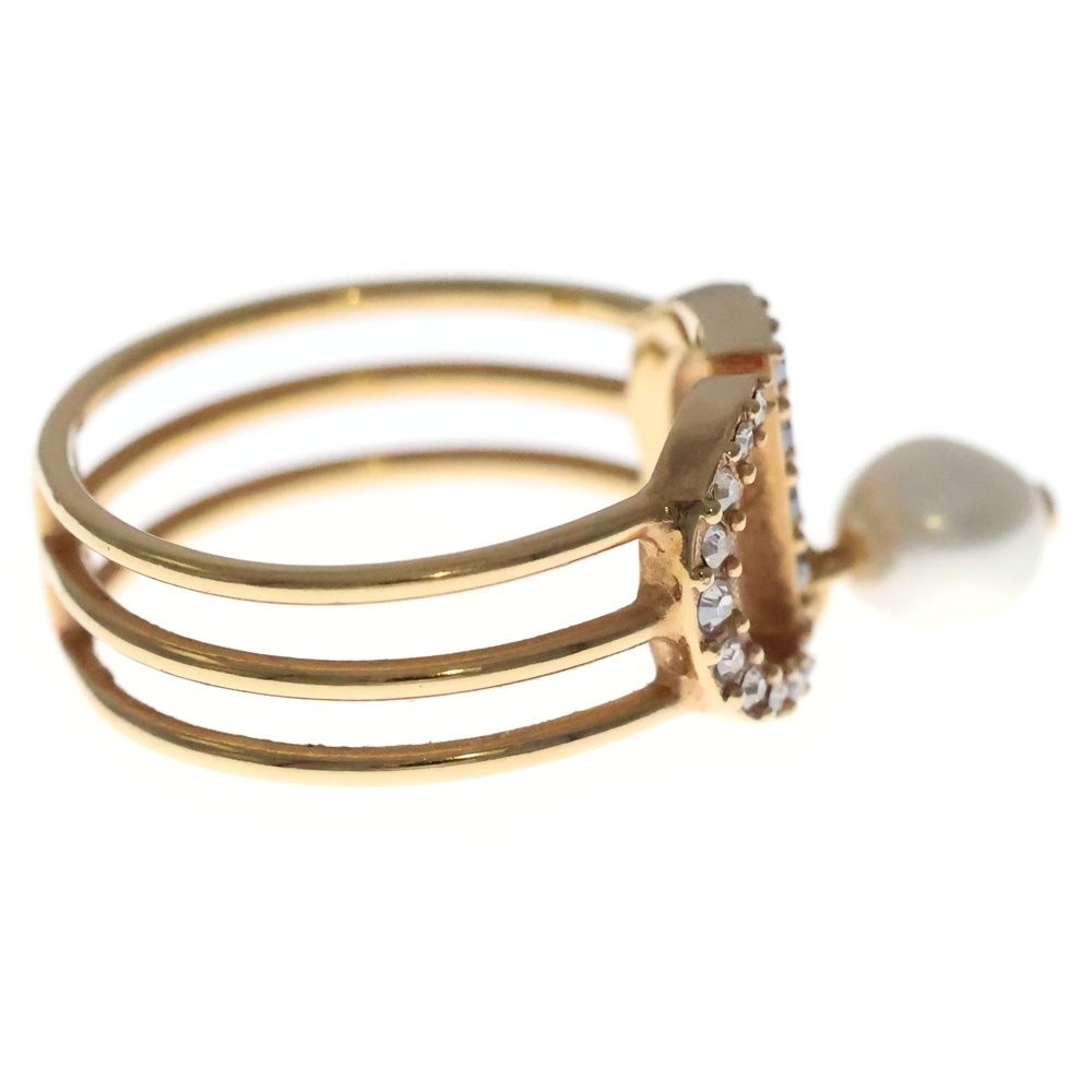 Dior Line Stone Pearl Ring Gold — view 3