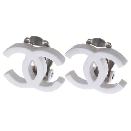Chanel CC Logo Earrings White