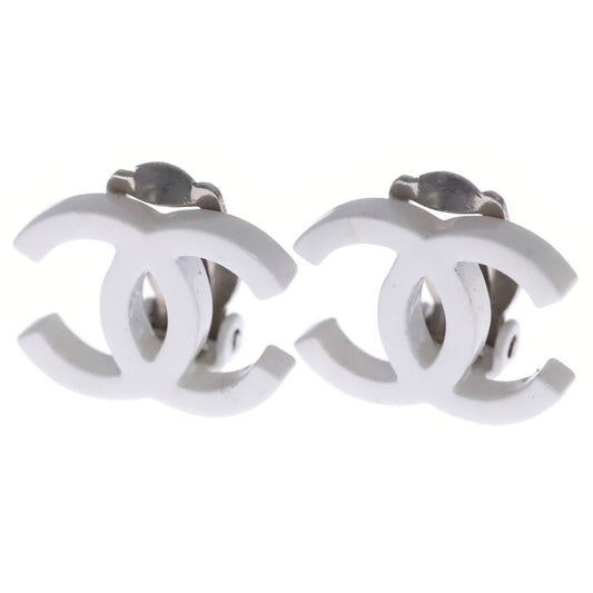 Chanel CC Logo Earrings White