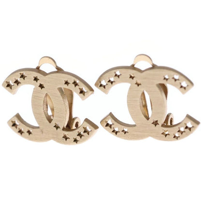 Chanel CC Logo Perforated Star Earrings Gold