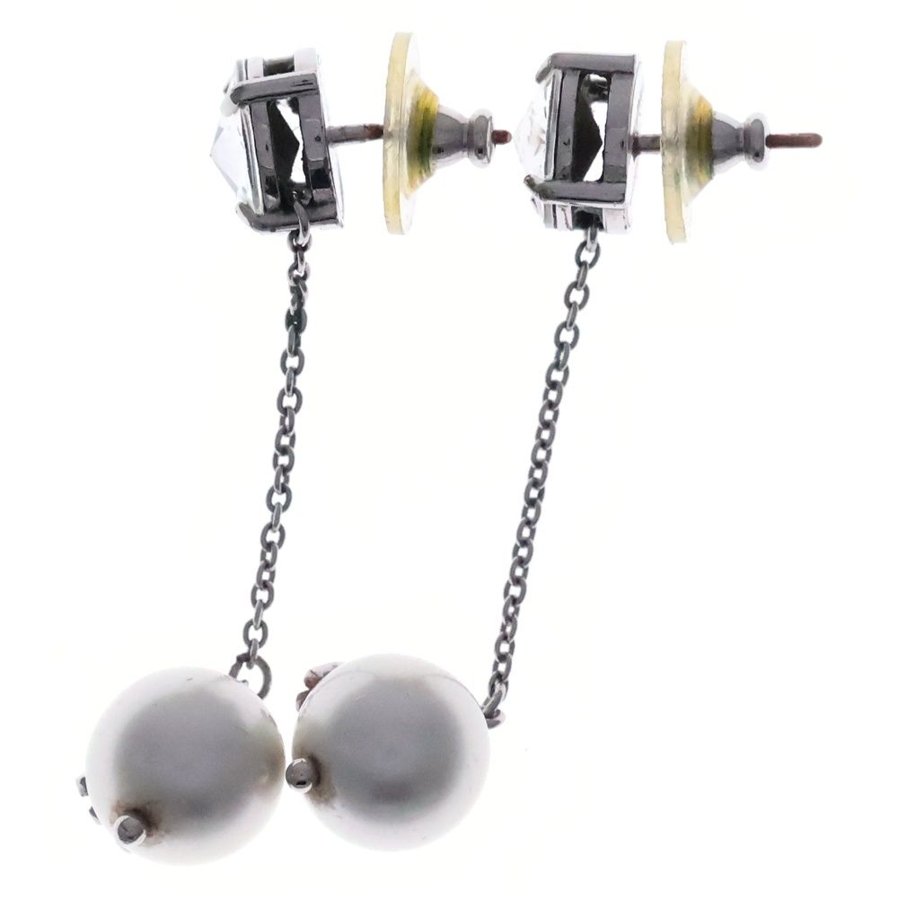 Miu Miu Logo Line Stone Earrings Silver — view 4