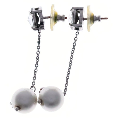 Miu Miu Logo Line Stone Earrings Silver — view 4