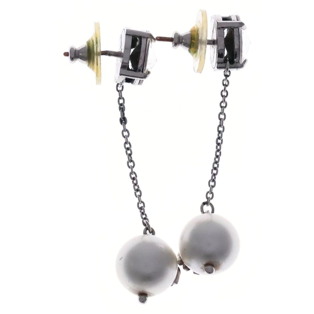Miu Miu Logo Line Stone Earrings Silver — view 3