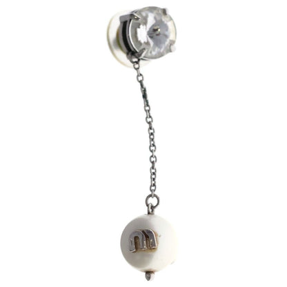 Miu Miu Logo Line Stone Earrings Silver