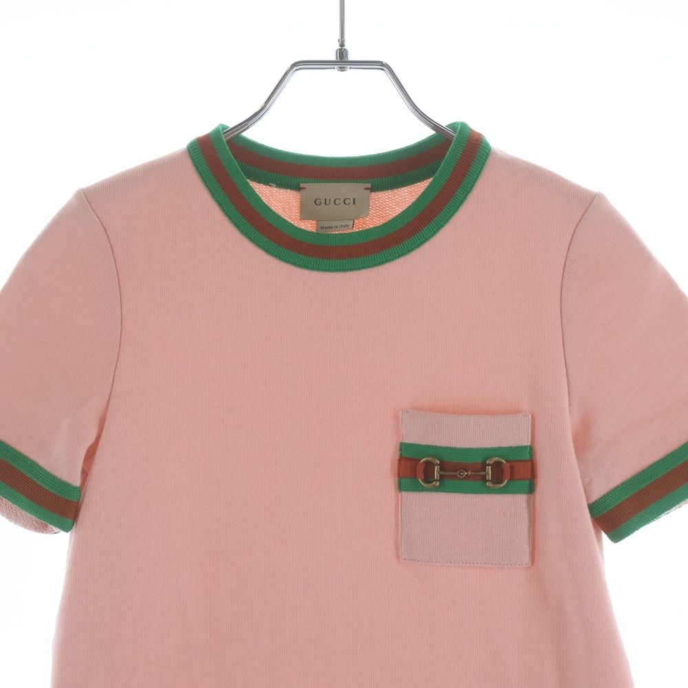 Gucci Horsebit Cotton Dress Pink Kids — view 3