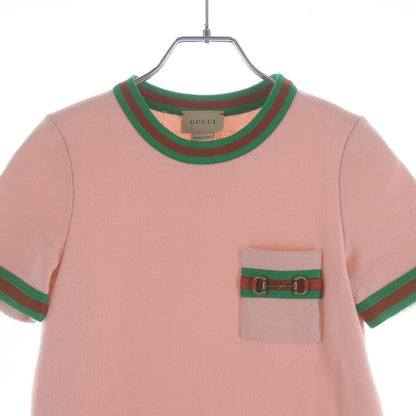 Gucci Horsebit Cotton Dress Pink Kids — view 3