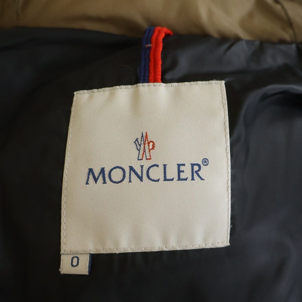 Moncler Bisenti Shoulder Logo Patch Zip Up Jacket Coat Beige — view 6