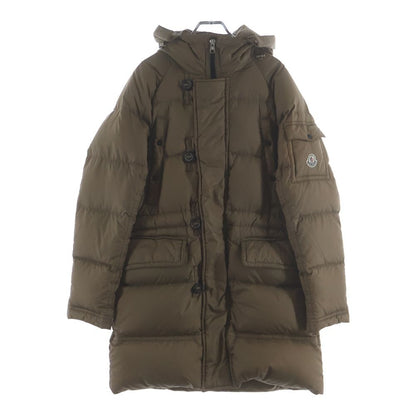 Moncler Bisenti Shoulder Logo Patch Zip Up Jacket Coat Beige