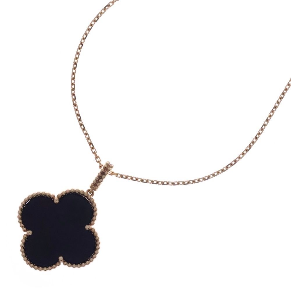 Van Cleef & Arpels Magic Alhambra 1 Motif Onyx Long Necklace 18k Yellow Gold