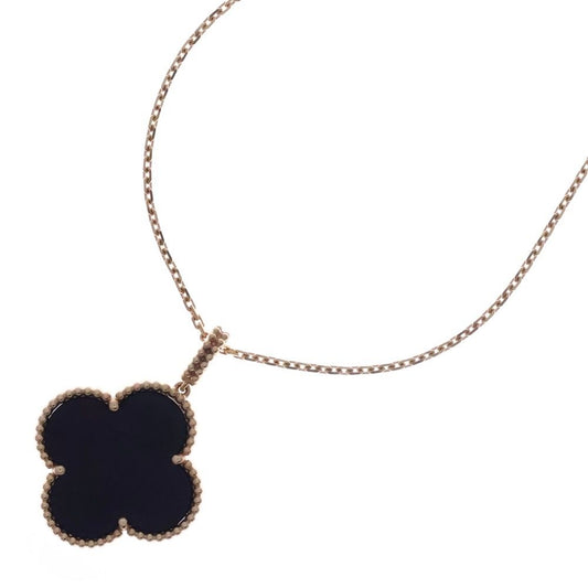 Van Cleef & Arpels Magic Alhambra 1 Motif Onyx Long Necklace 18k Yellow Gold