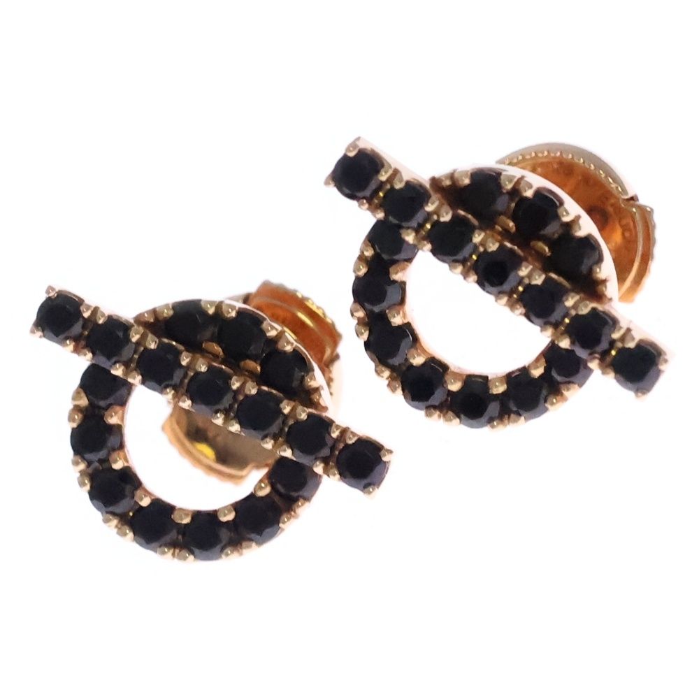 Hermes Finesse Black Spinel Earrings 18k PG Pink Gold