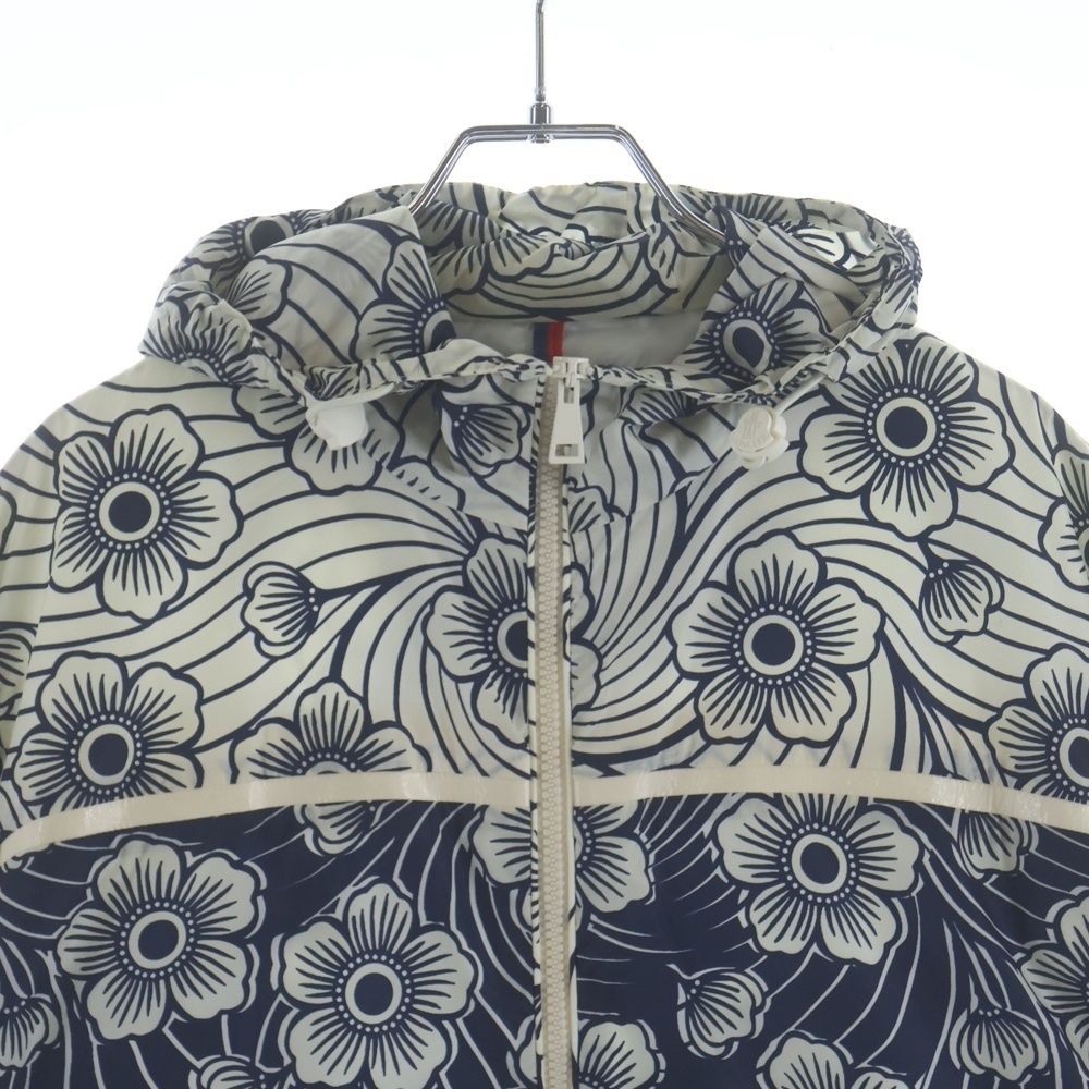 Moncler Blue Keragan Floral Print Jacket Zip Up — view 3