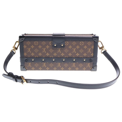 Louis Vuitton Monogram Petite Shoulder Bag Brown Black Leather Gold — view 2