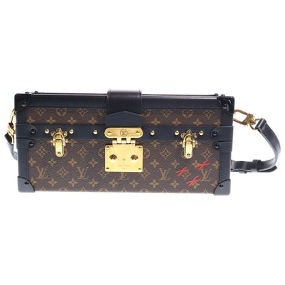 Louis Vuitton Monogram Petite Shoulder Bag Brown Black Leather Gold