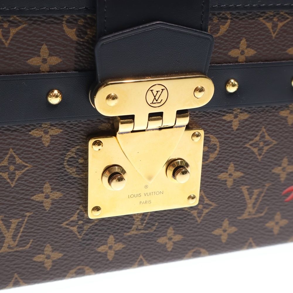 Louis Vuitton Monogram Petite Shoulder Bag Brown Black Leather Gold — view 6