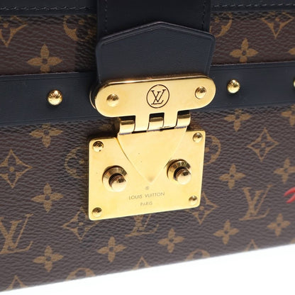 Louis Vuitton Monogram Petite Shoulder Bag Brown Black Leather Gold — view 6