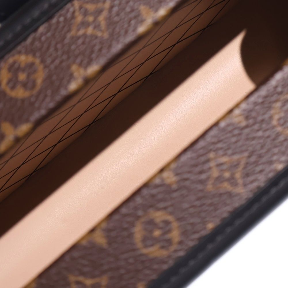 Louis Vuitton Monogram Petite Shoulder Bag Brown Black Leather Gold — view 4