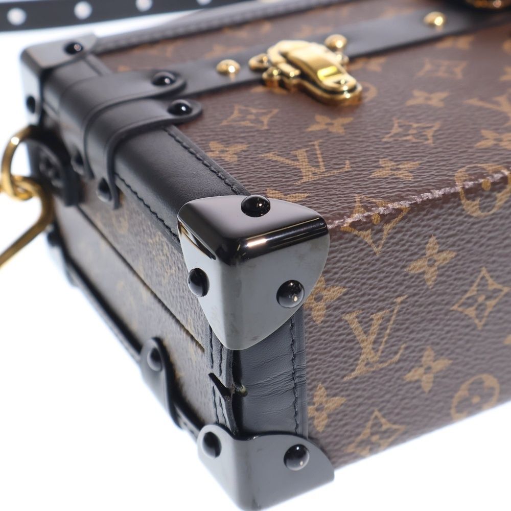 Louis Vuitton Monogram Petite Shoulder Bag Brown Black Leather Gold — view 5