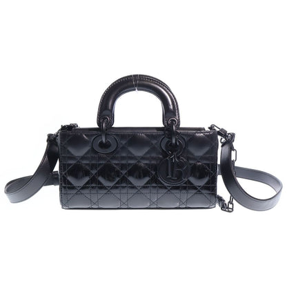 Dior Lady D Joy Cannage 2-Way Shoulder Bag Black Leather