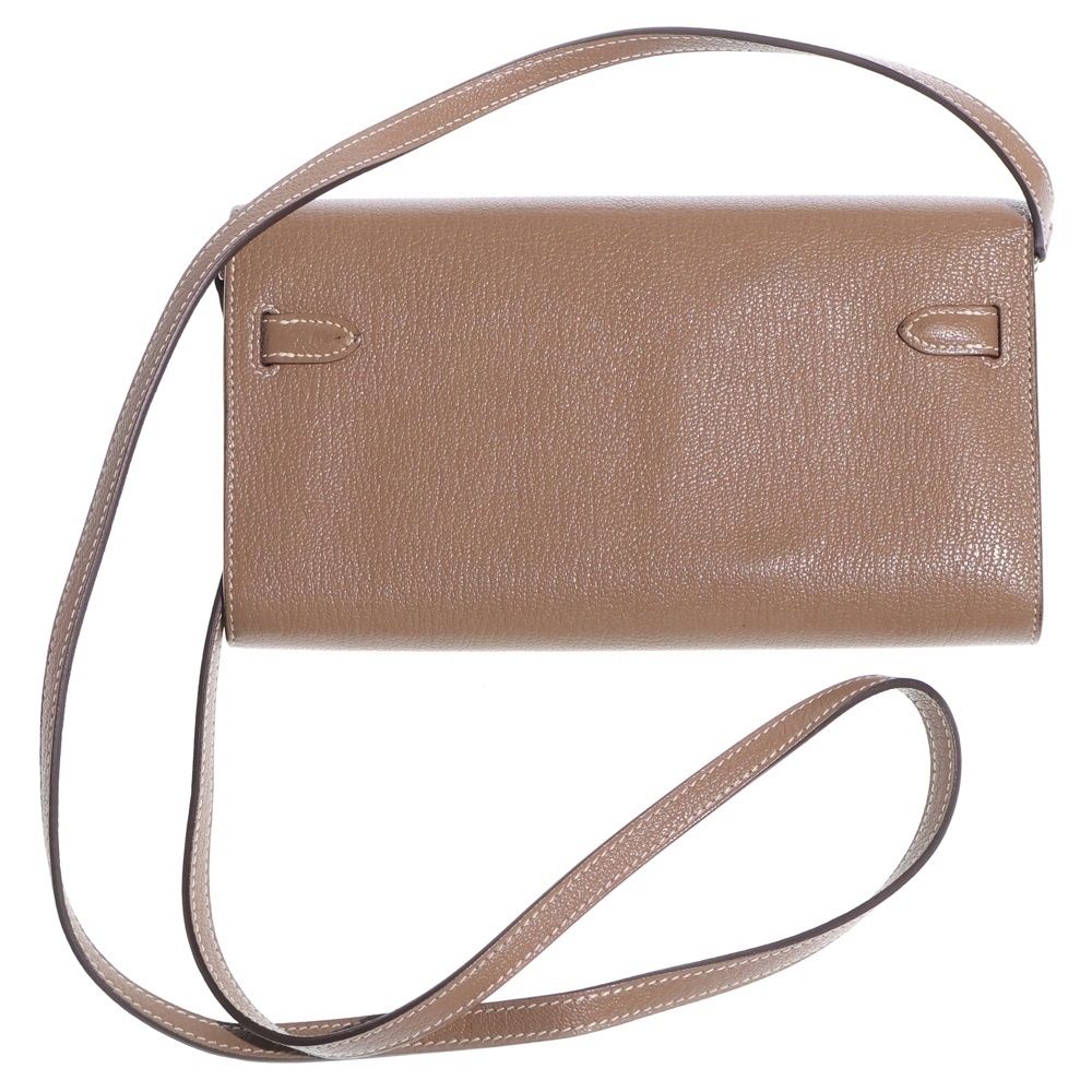 Hermes Kelly to Go Epsom Leather Etoupe Shoulder Bag Silver Beige — view 2