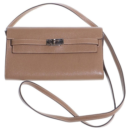 Hermes Kelly to Go Epsom Leather Etoupe Shoulder Bag Silver Beige