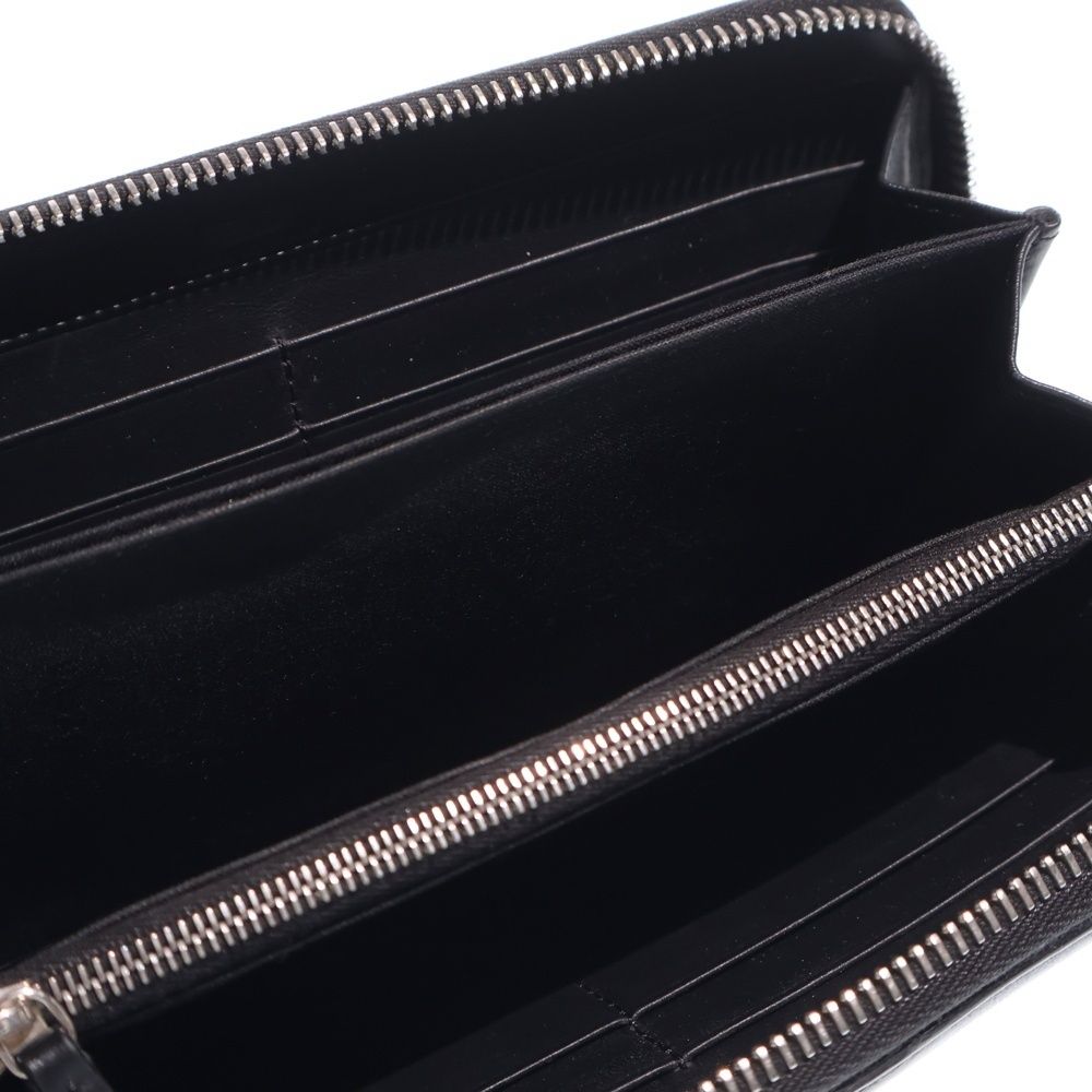 Fendi Bugs Eye Zip Around Wallet Card Case Black Leather Silver — view 4