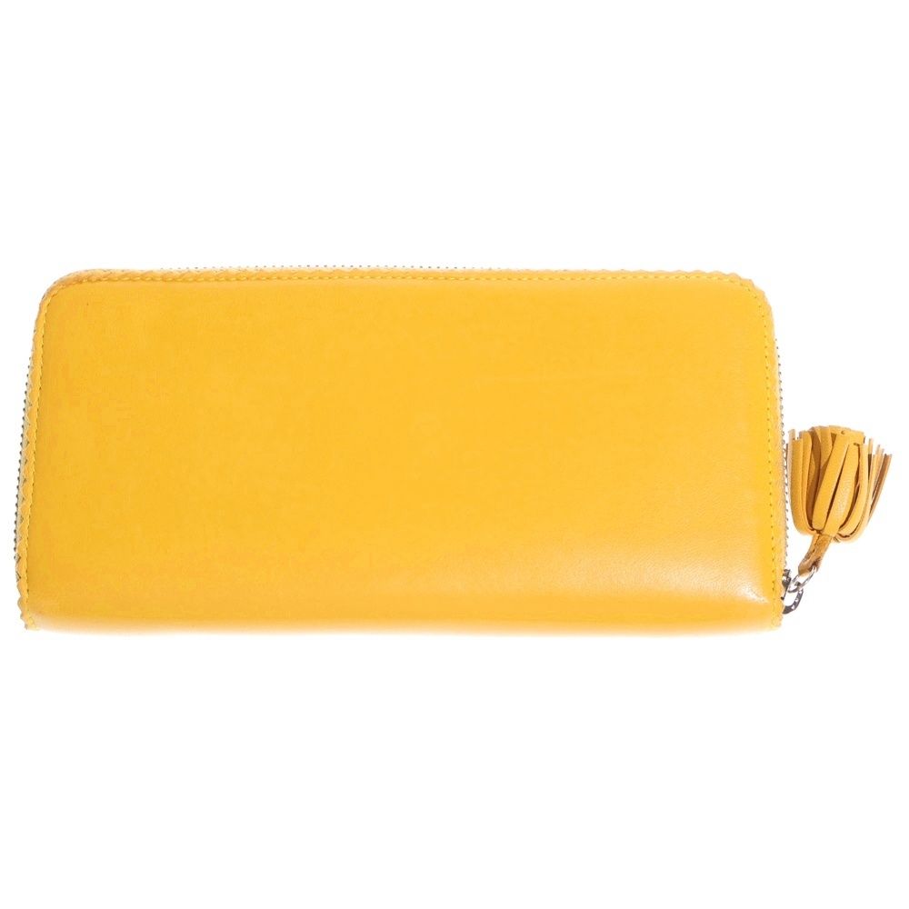 Loewe Anagram Wallet Zip Around Card Case Yellow Leather Silver — view 2