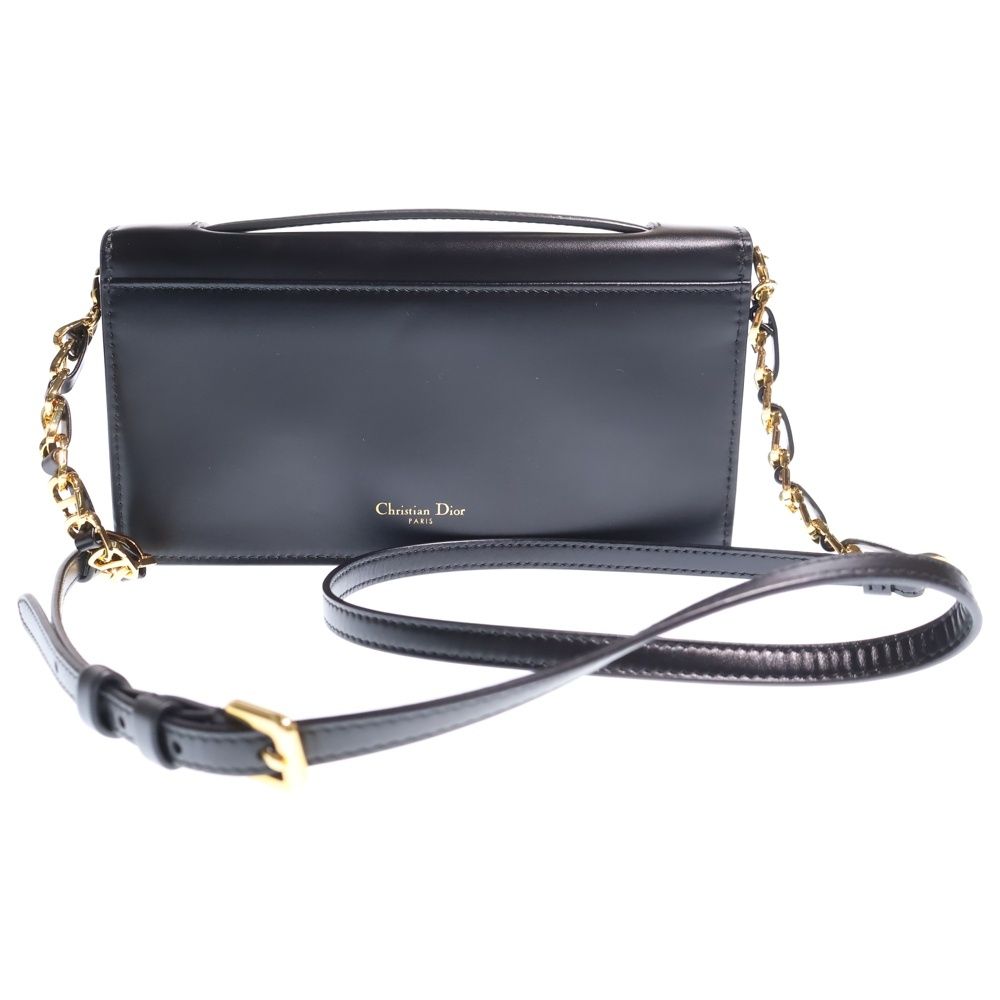 Dior CD Signature Mini 2-Way Mini Shoulder Bag Chain Black Leather Gold — view 2