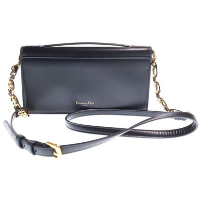 Dior CD Signature Mini 2-Way Mini Shoulder Bag Chain Black Leather Gold — view 2