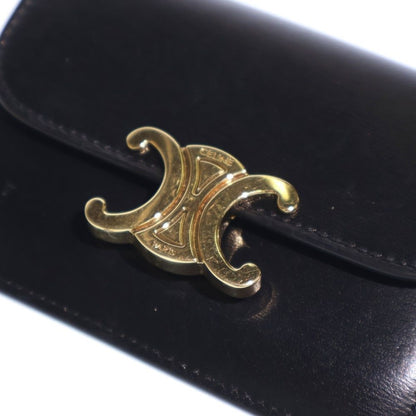 Celine Triomphe Card Case Business Holder Black Leather Gold — view 5