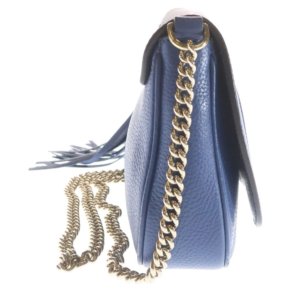 Gucci Soho Chain Shoulder Bag Blue Leather Gold — view 3