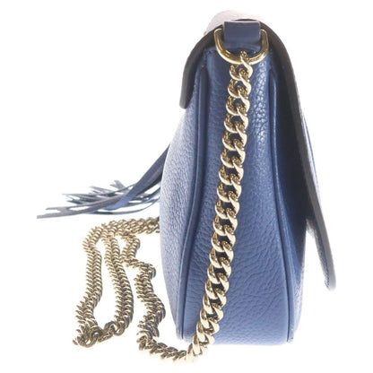 Gucci Soho Chain Shoulder Bag Blue Leather Gold — view 3