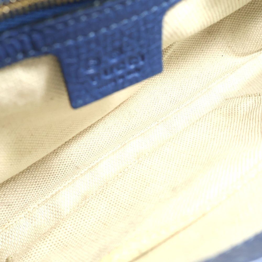 Gucci Soho Chain Shoulder Bag Blue Leather Gold — view 4