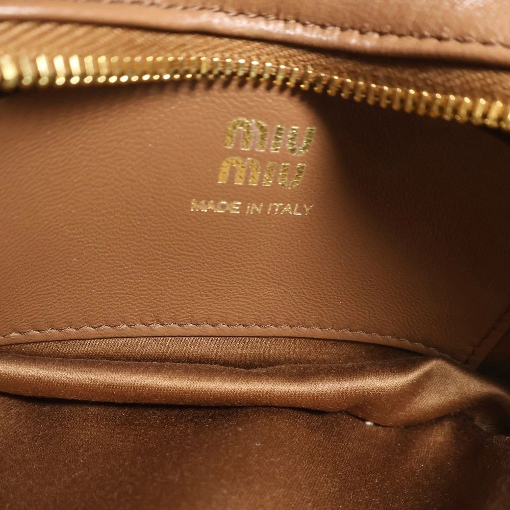 Miu Miu Matelasse Mini Waist Pouch Belt Bag Brown White Lambskin Gold — view 4