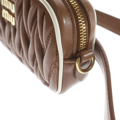 Miu Miu Matelasse Mini Waist Pouch Belt Bag Brown White Lambskin Gold — view 6