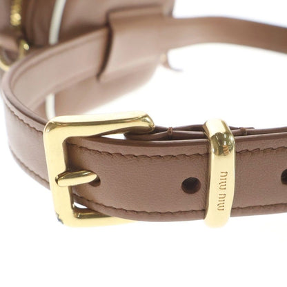 Miu Miu Matelasse Mini Waist Pouch Belt Bag Brown White Lambskin Gold — view 5