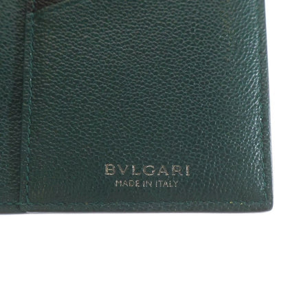 Bvlgari Bifold Wallet Card Case Black Green Leather Silver — view 4