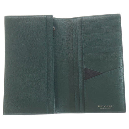 Bvlgari Bifold Wallet Card Case Black Green Leather Silver — view 5